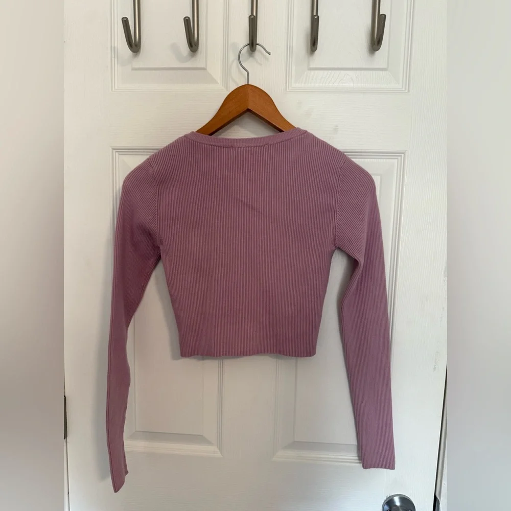 Zara Mauve Ribbed Knit Top - Picture 4 of 4